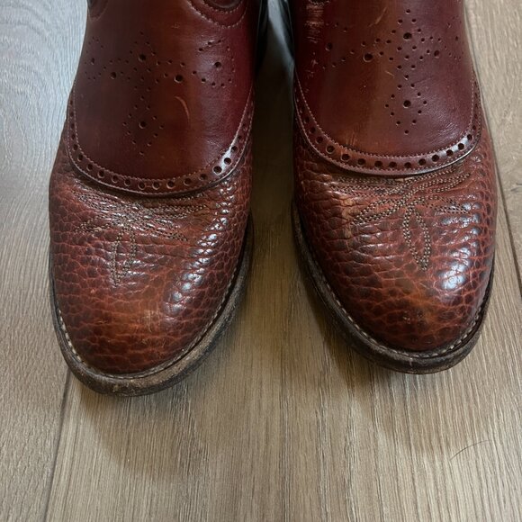 Tony Lama Cowboy Boots Brown Leather Western Made in USA Womens Size 6 - Picture 7 of 11